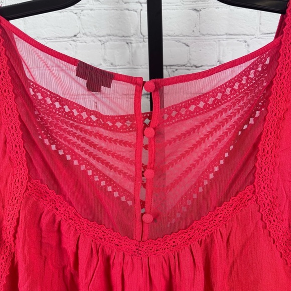 Torrid Red Lace 3/4 Length Sleeve Button Back Blouse Size 3X - Picture 7 of 10